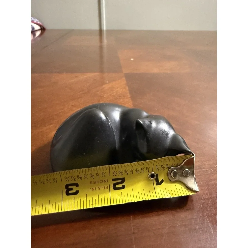 Vtg Capella of Dartington Sleeping‎ Cat Black Resin Figurine Paperweight
